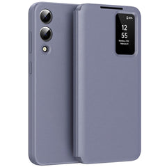 Étui en cuir pour Samsung Galaxy S25 Edge avec porte-cartes et fenêtre Smart View 