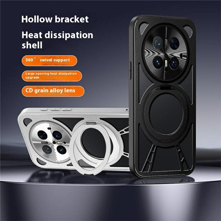 For Huawei Mate 70 Pro / Mate 70 Pro+ Case Magnetic Kickstand Hollow Heat Dissipation Silicone + PC + Metal Bumper Phone Cove - TechGearPal