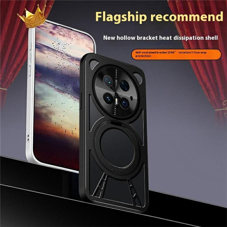 For Huawei Mate 70 Pro / Mate 70 Pro+ Case Magnetic Kickstand Hollow Heat Dissipation Silicone + PC + Metal Bumper Phone Cove - TechGearPal