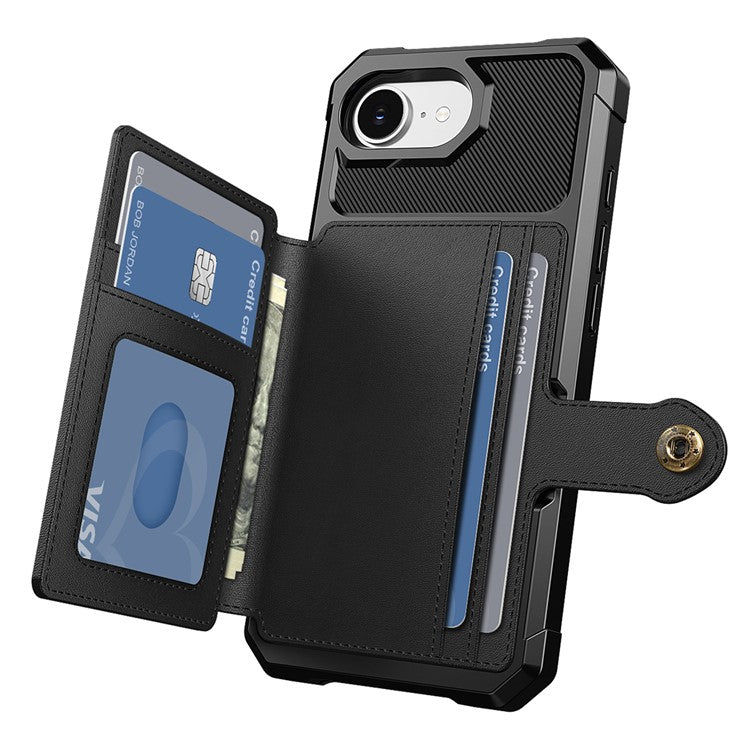 For iPhone 16e Case with Card Holder PU Leather + TPU Phone Back Cover - TechGearPal