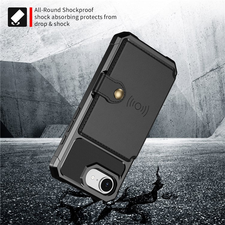 For iPhone 16e Case with Card Holder PU Leather + TPU Phone Back Cover - TechGearPal