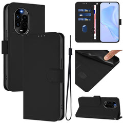 Étui portefeuille en cuir de couleur unie avec sangle pour Huawei Nova 13 Pro 5G 