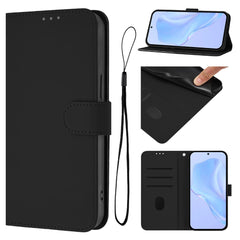 Étui portefeuille en cuir de couleur unie avec sangle pour Huawei Nova 13 Pro 5G 