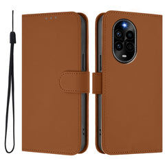 Étui portefeuille en cuir de couleur unie avec sangle pour Huawei Nova 13 Pro 5G 