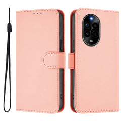 Étui portefeuille en cuir de couleur unie avec sangle pour Huawei Nova 13 Pro 5G 