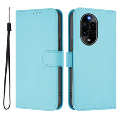 Étui portefeuille en cuir de couleur unie avec sangle pour Huawei Nova 13 Pro 5G 