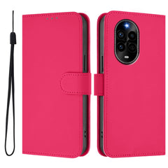 Étui portefeuille en cuir de couleur unie avec sangle pour Huawei Nova 13 Pro 5G 