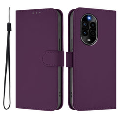Étui portefeuille en cuir de couleur unie avec sangle pour Huawei Nova 13 Pro 5G 