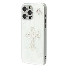 For iPhone 14 Pro Max Case Electroplated Epoxy Metal Decor TPU + Acrylic Phone Cover Precise Cutout - TechGearPal