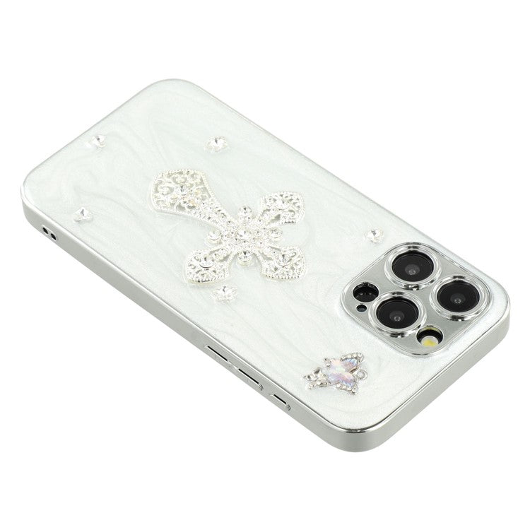 For iPhone 14 Pro Max Case Electroplated Epoxy Metal Decor TPU + Acrylic Phone Cover Precise Cutout - TechGearPal