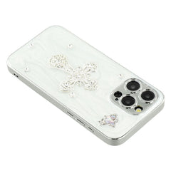 For iPhone 14 Pro Max Case Electroplated Epoxy Metal Decor TPU + Acrylic Phone Cover Precise Cutout - TechGearPal