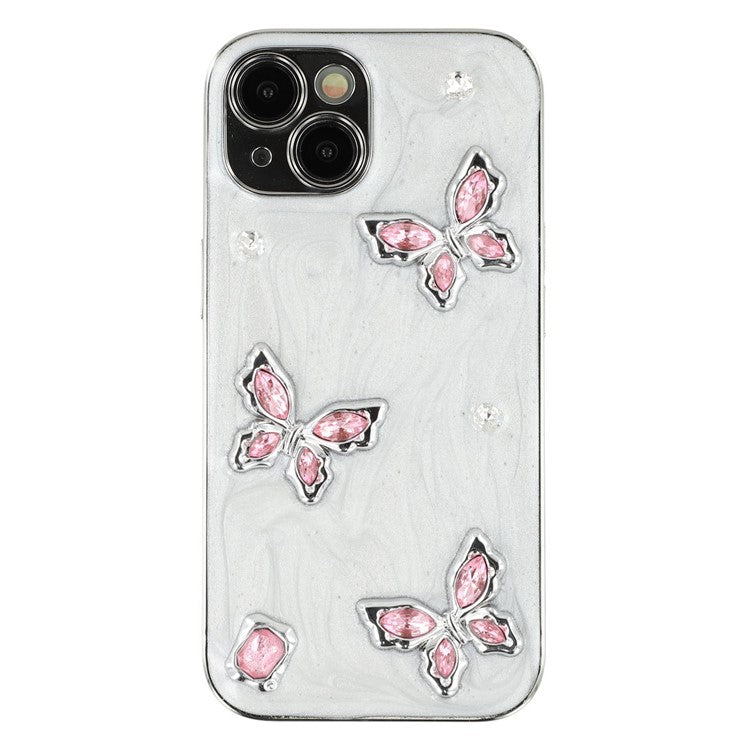 For iPhone 15 Case Electroplated Epoxy Metal Decor TPU + Acrylic Phone Cover Precise Cutout - TechGearPal
