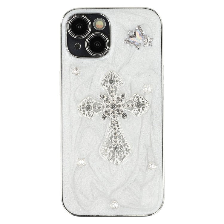 For iPhone 15 Case Electroplated Epoxy Metal Decor TPU + Acrylic Phone Cover Precise Cutout - TechGearPal