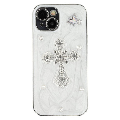 For iPhone 15 Case Electroplated Epoxy Metal Decor TPU + Acrylic Phone Cover Precise Cutout - TechGearPal