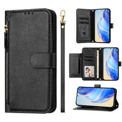 Étui en cuir pour Huawei Nova 13 Pro 5G avec fermeture éclair et plusieurs emplacements pour cartes 