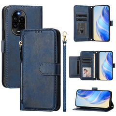 Étui en cuir pour Huawei Nova 13 Pro 5G avec fermeture éclair et plusieurs emplacements pour cartes 
