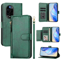 Étui en cuir pour Huawei Nova 13 Pro 5G avec fermeture éclair et plusieurs emplacements pour cartes 