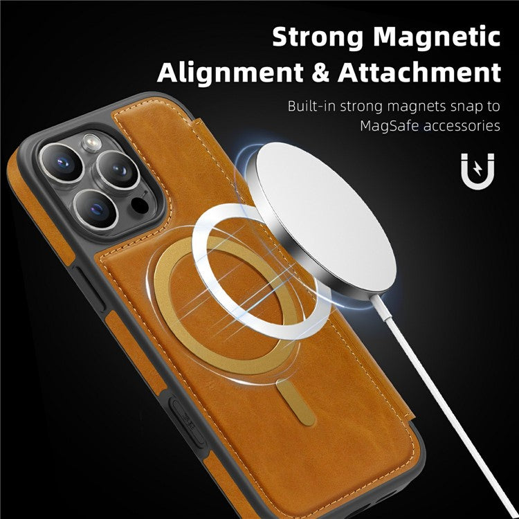 For iPhone 16 Pro Max Leather Case Compatible with MagSafe RFID Blocking Card Holder Phone Cover - TechGearPal