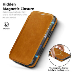 For iPhone 16 Pro Max Leather Case Compatible with MagSafe RFID Blocking Card Holder Phone Cover - TechGearPal