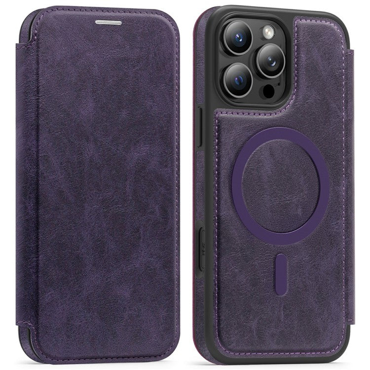 For iPhone 16 Pro Max Leather Case Compatible with MagSafe RFID Blocking Card Holder Phone Cover - TechGearPal