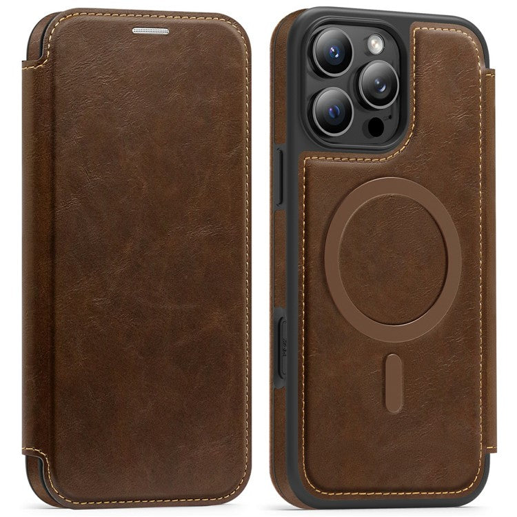 For iPhone 16 Pro Max Leather Case Compatible with MagSafe RFID Blocking Card Holder Phone Cover - TechGearPal