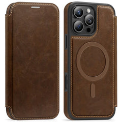 For iPhone 16 Pro Max Leather Case Compatible with MagSafe RFID Blocking Card Holder Phone Cover - TechGearPal