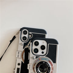 For iPhone 14 Pro Max Case Vintage Style Camera Design Phone Cover with Crossbody Strap - TechGearPal