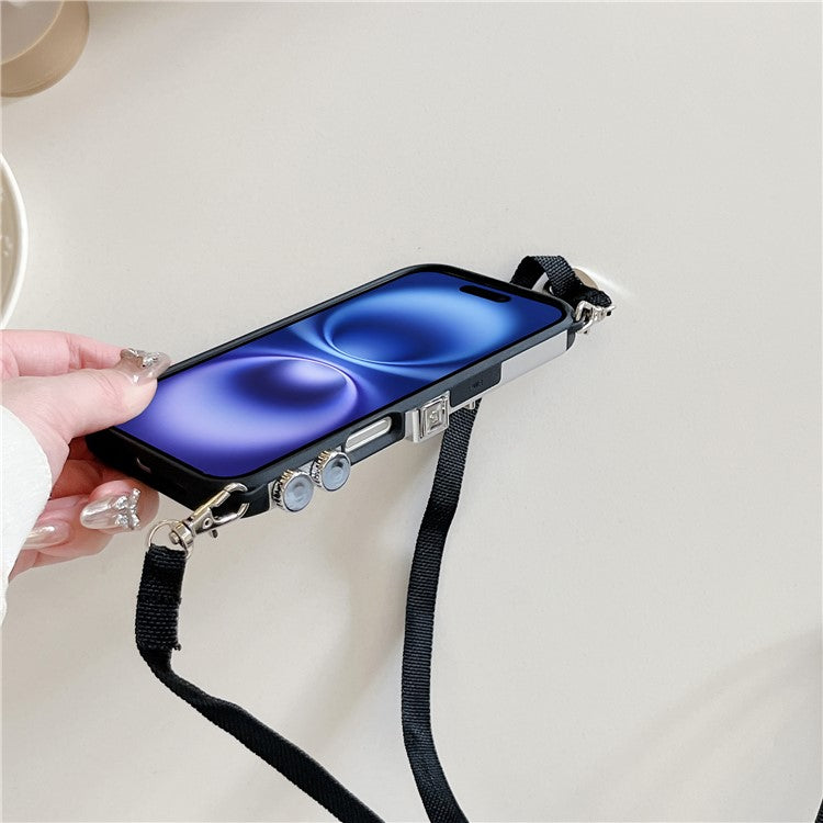 For iPhone 16 Case Vintage Style Camera Design Phone Cover with Crossbody Strap - TechGearPal