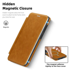 For Samsung Galaxy S25 Edge Case Compatible with MagSafe RFID Blocking Card Holder Leather Phone Cover