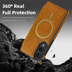 For Samsung Galaxy S25 Edge Case Compatible with MagSafe RFID Blocking Card Holder Leather Phone Cover