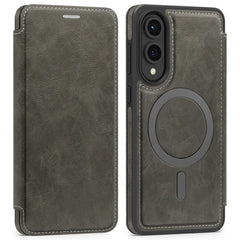 For Samsung Galaxy S25 Edge Case Compatible with MagSafe RFID Blocking Card Holder Leather Phone Cover