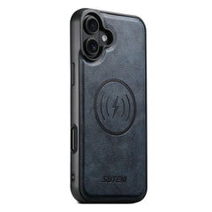 SUTENI G5 For iPhone 16 Case Compatible with MagSafe Cowhide Texture Leather Back Cover - TechGearPal