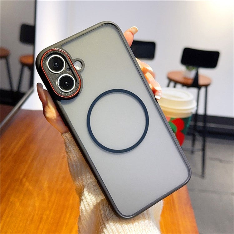 For iPhone 16 Case Compatible with MagSafe Red Lens Ring Shockproof TPU + PC Translucent Phone Cover - TechGearPal