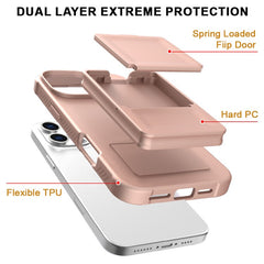 For iPhone 16 Pro Max Case Skin-Touch Card Holder TPU + PC Phone Cover with Mirror Kickstand - TechGearPal