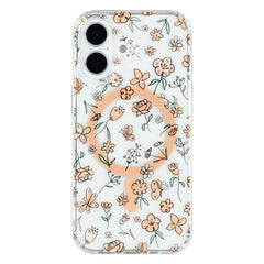 For iPhone 16 Case Compatible with MagSafe Laser Flower PC+TPU Clear Phone Cover - TechGearPal