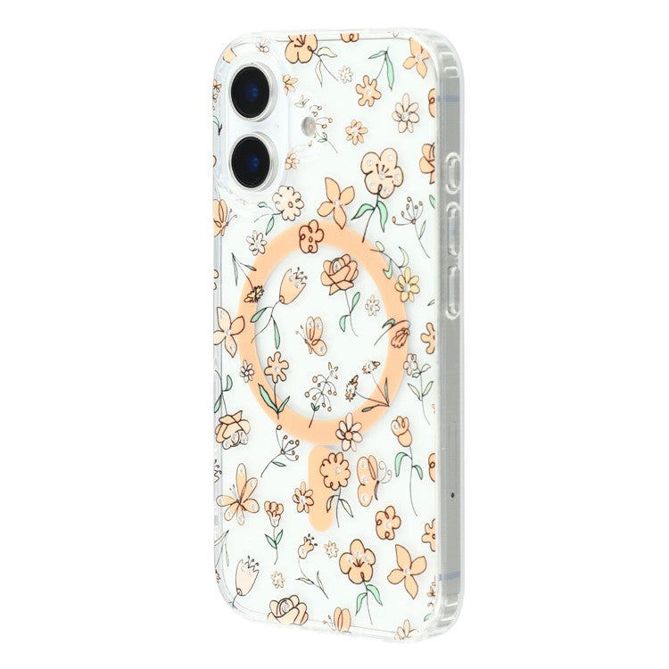 For iPhone 16 Case Compatible with MagSafe Laser Flower PC+TPU Clear Phone Cover - TechGearPal