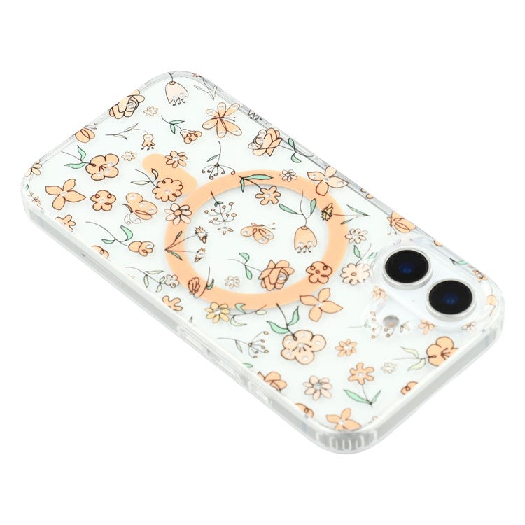 For iPhone 16 Case Compatible with MagSafe Laser Flower PC+TPU Clear Phone Cover - TechGearPal