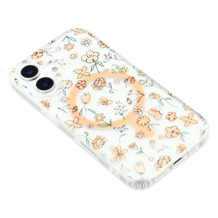 For iPhone 16 Case Compatible with MagSafe Laser Flower PC+TPU Clear Phone Cover - TechGearPal