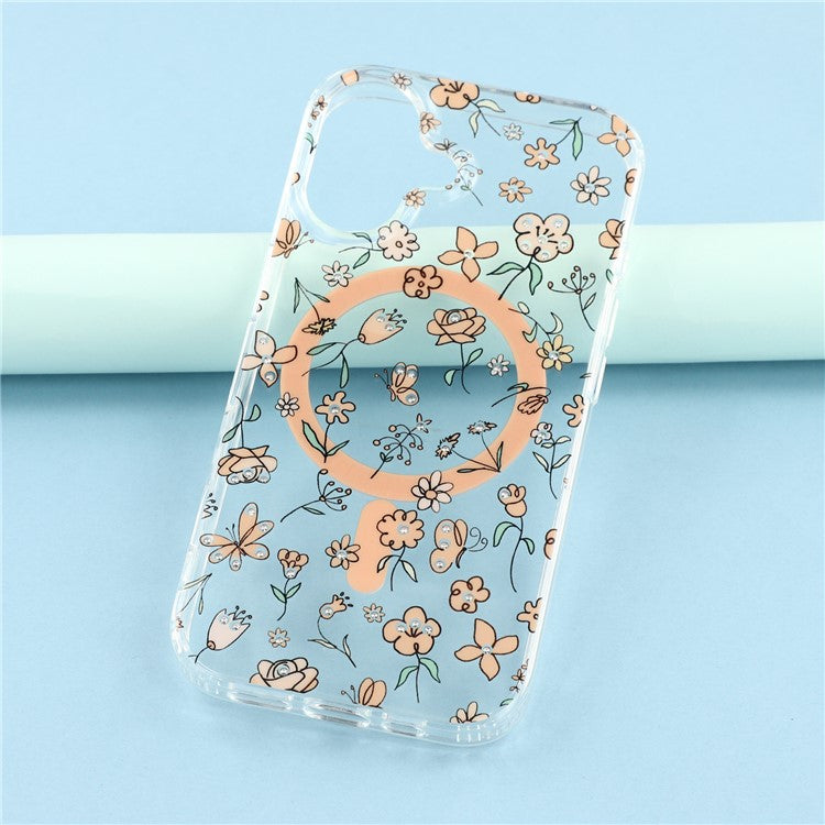 For iPhone 16 Case Compatible with MagSafe Laser Flower PC+TPU Clear Phone Cover - TechGearPal