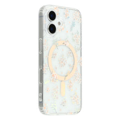 For iPhone 16 Case Compatible with MagSafe Laser Flower PC+TPU Clear Phone Cover - TechGearPal
