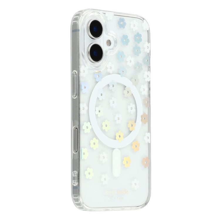 For iPhone 16 Case Compatible with MagSafe Laser Flower PC+TPU Clear Phone Cover - TechGearPal
