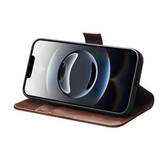 QIALINO For iPhone 16e Wallet Case Genuine Cow Leather Flip Cover Magnetic Clasp Full Protection - TechGearPal