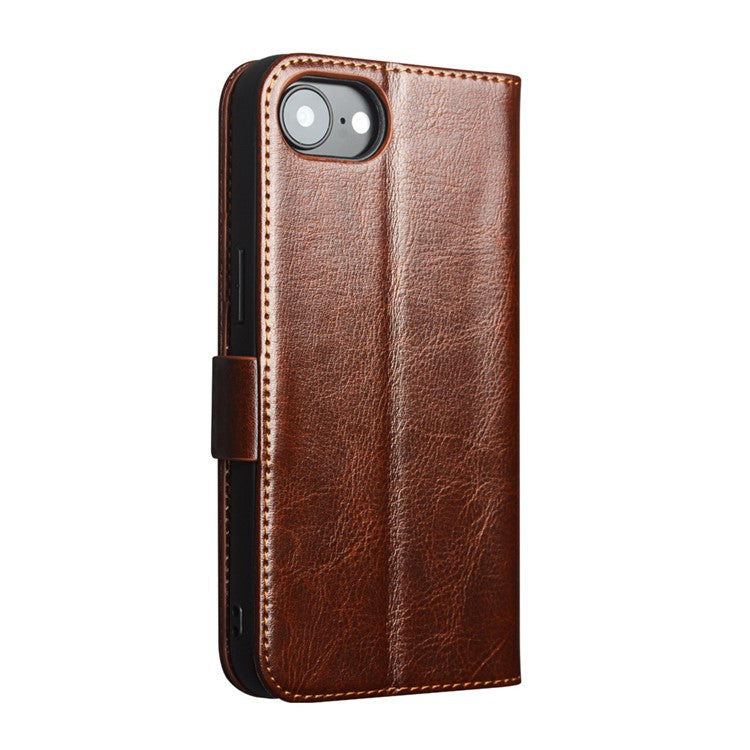 QIALINO For iPhone 16e Wallet Case Genuine Cow Leather Flip Cover Magnetic Clasp Full Protection - TechGearPal