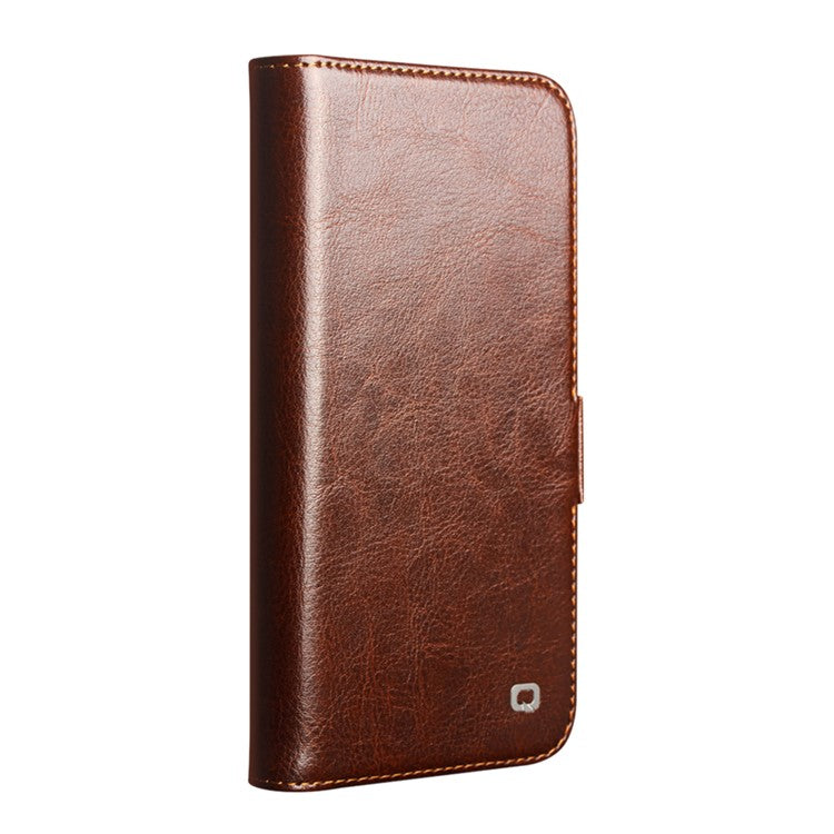 QIALINO For iPhone 16e Wallet Case Genuine Cow Leather Flip Cover Magnetic Clasp Full Protection - TechGearPal