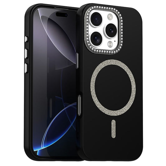 For iPhone 16 Pro Case Compatible with MagSafe TPU + PET Phone Cover with Rhinestone Decor Lens Frame - TechGearPal