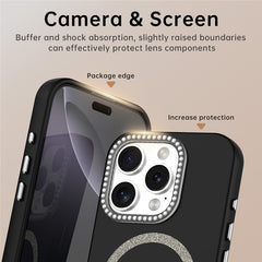 For iPhone 16 Pro Case Compatible with MagSafe TPU + PET Phone Cover with Rhinestone Decor Lens Frame - TechGearPal