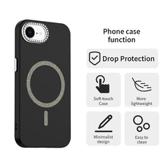 For iPhone 16e Case Compatible with MagSafe TPU + PET Phone Cover with Rhinestone Decor Lens Frame - TechGearPal