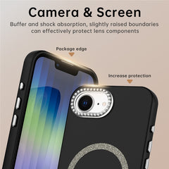 For iPhone 16e Case Compatible with MagSafe TPU + PET Phone Cover with Rhinestone Decor Lens Frame - TechGearPal