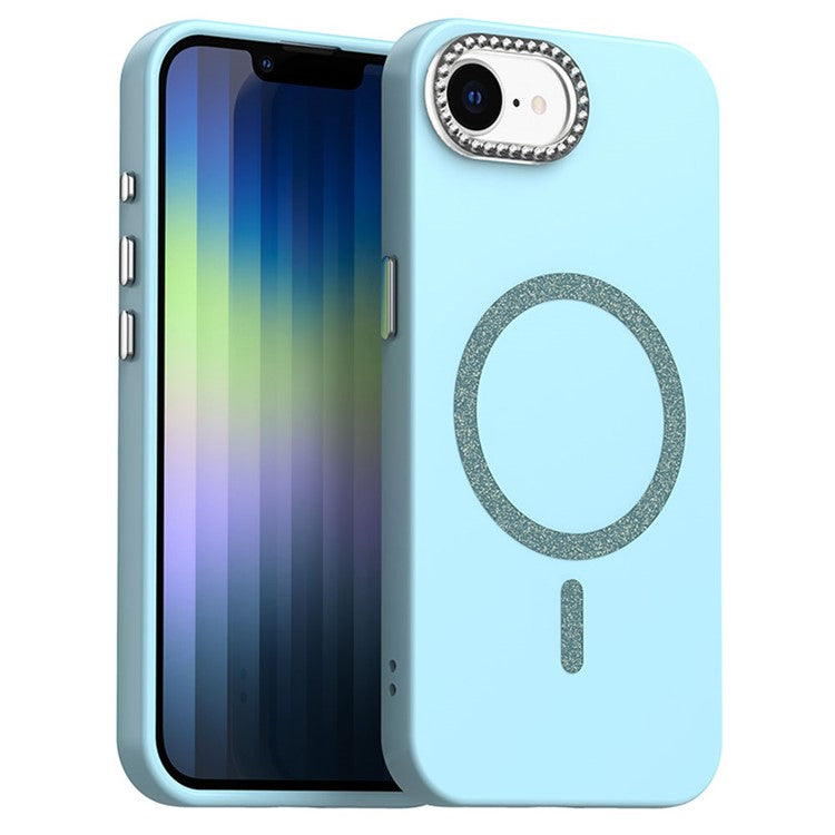 For iPhone 16e Case Compatible with MagSafe TPU + PET Phone Cover with Rhinestone Decor Lens Frame - TechGearPal