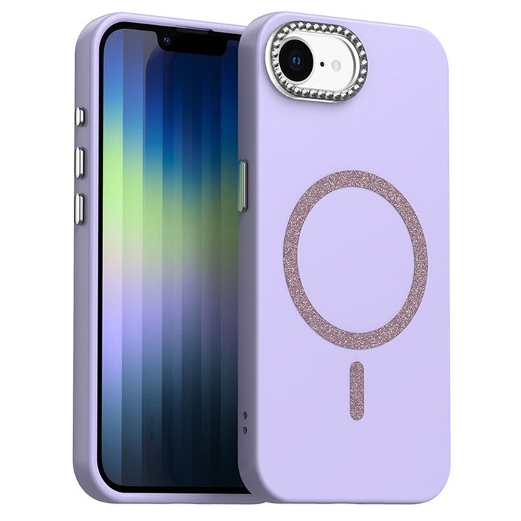 For iPhone 16e Case Compatible with MagSafe TPU + PET Phone Cover with Rhinestone Decor Lens Frame - TechGearPal